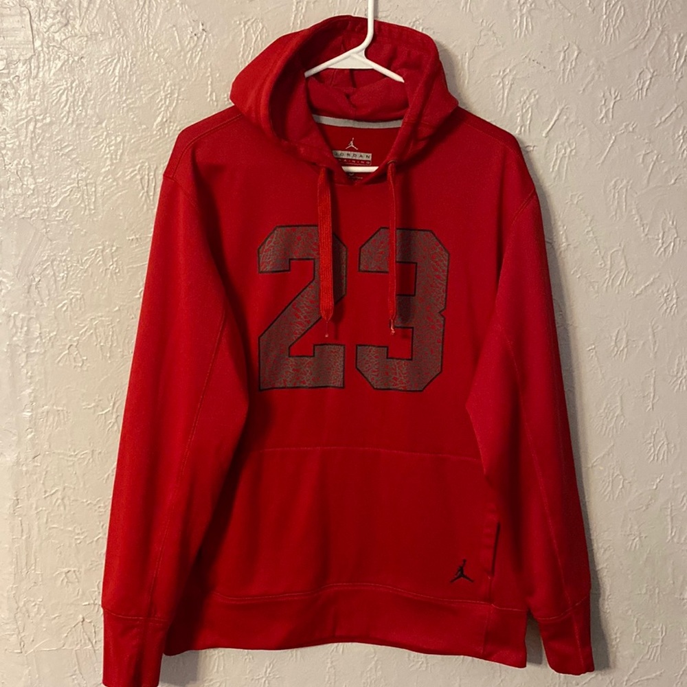 🏀 Jordan Training Men’s Red & Gray Therma-Fit Fleece Hoodie - L
